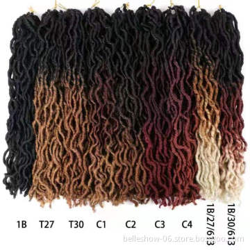 Hot sell 18 inch 24 stands 100g synthetic ombre dreadlock hair braids  curly Africa twist goddess faux locs gypsy locs hair